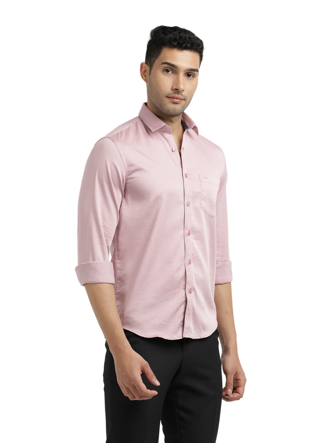 Dusty Pink Satin Solid Shirt