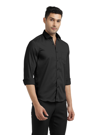 Black Satin Solid Shirt