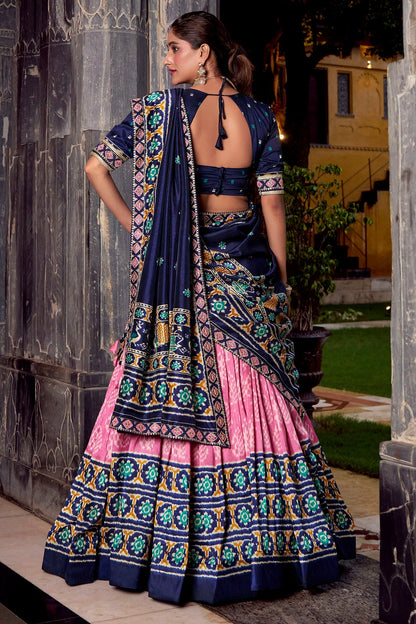 Light Pink Tussar Silk Printed Lehenga Choli