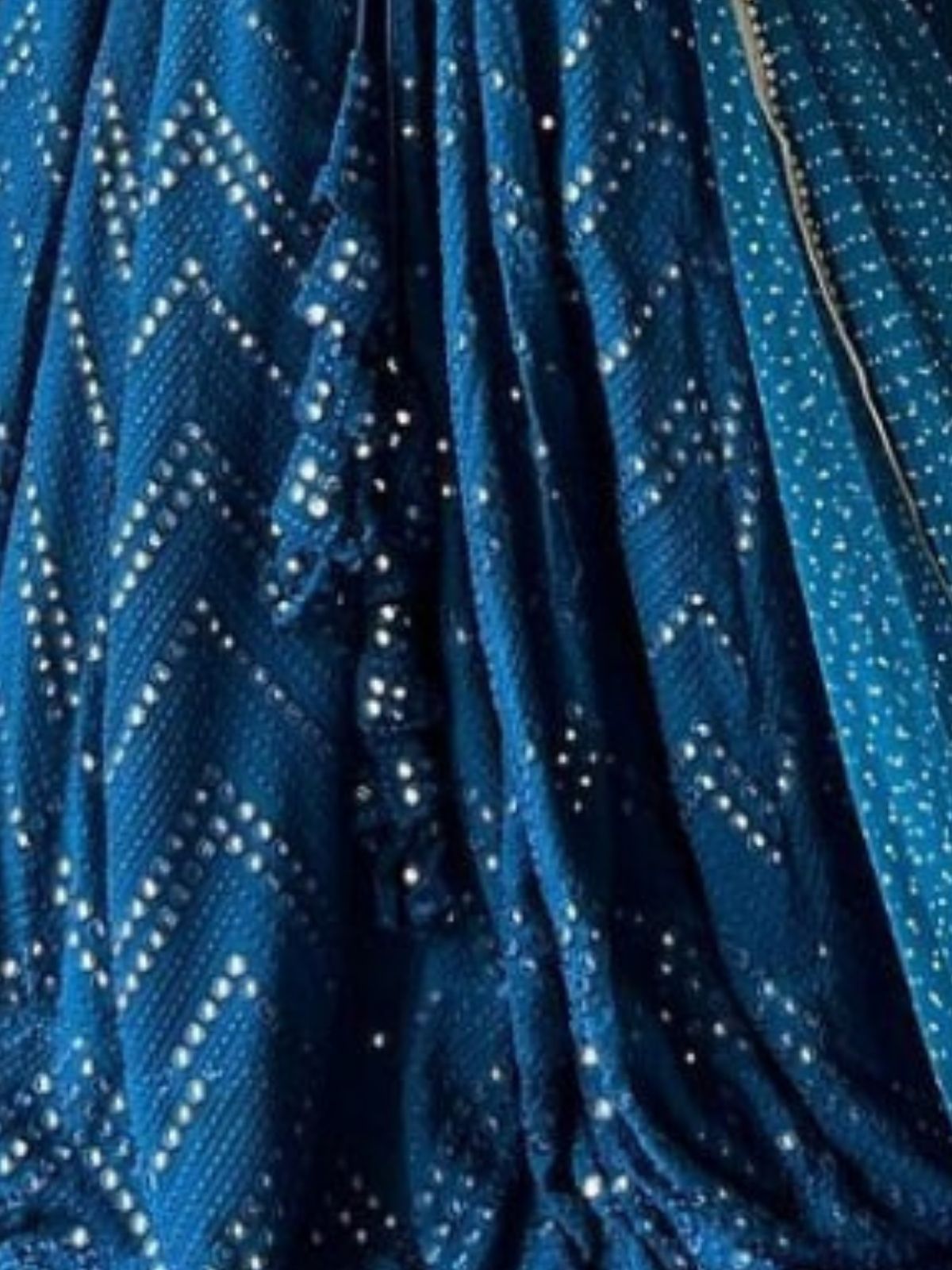 Odette Teal Blue Georgette Embellished Semi-Stitched Lehenga For Women