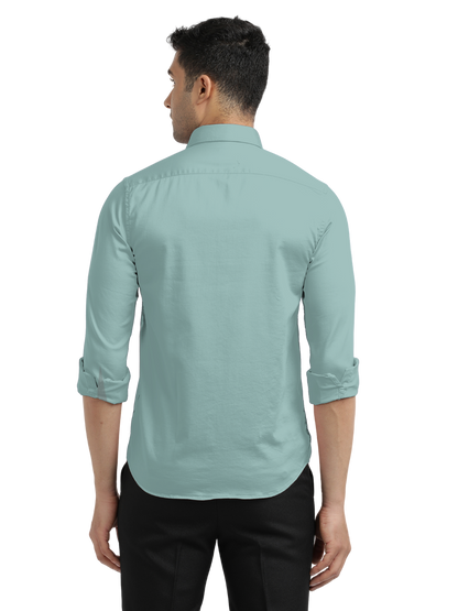 Metallic Green Satin Solid Shirt