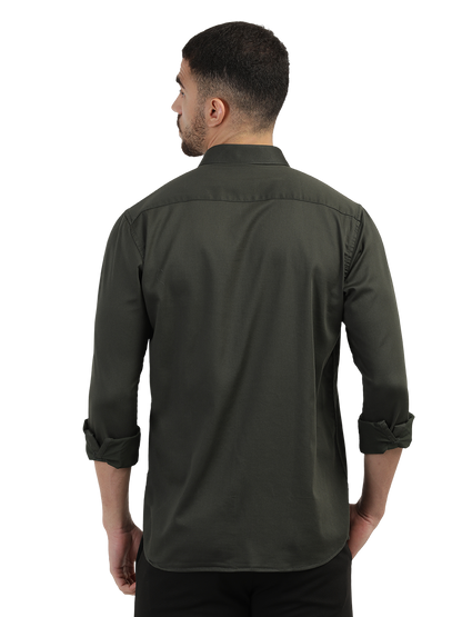 Forest Green Satin Solid Shirt