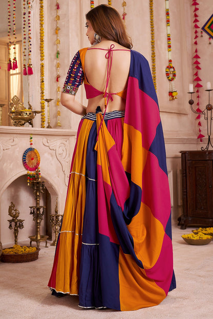 Multii Colored Viscose Frill and Flared Printed Chaniya Choli