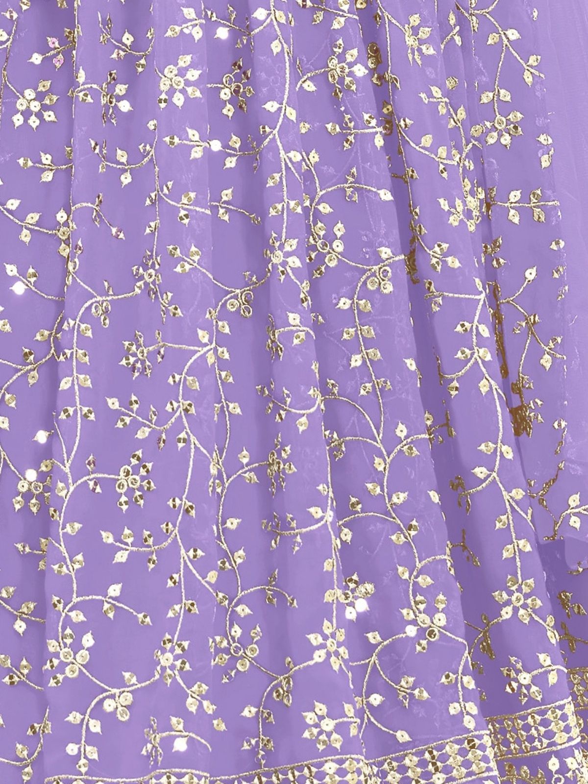 Odette Lavender Georgette Embroidered Semi-Stitched Lehenga For Women