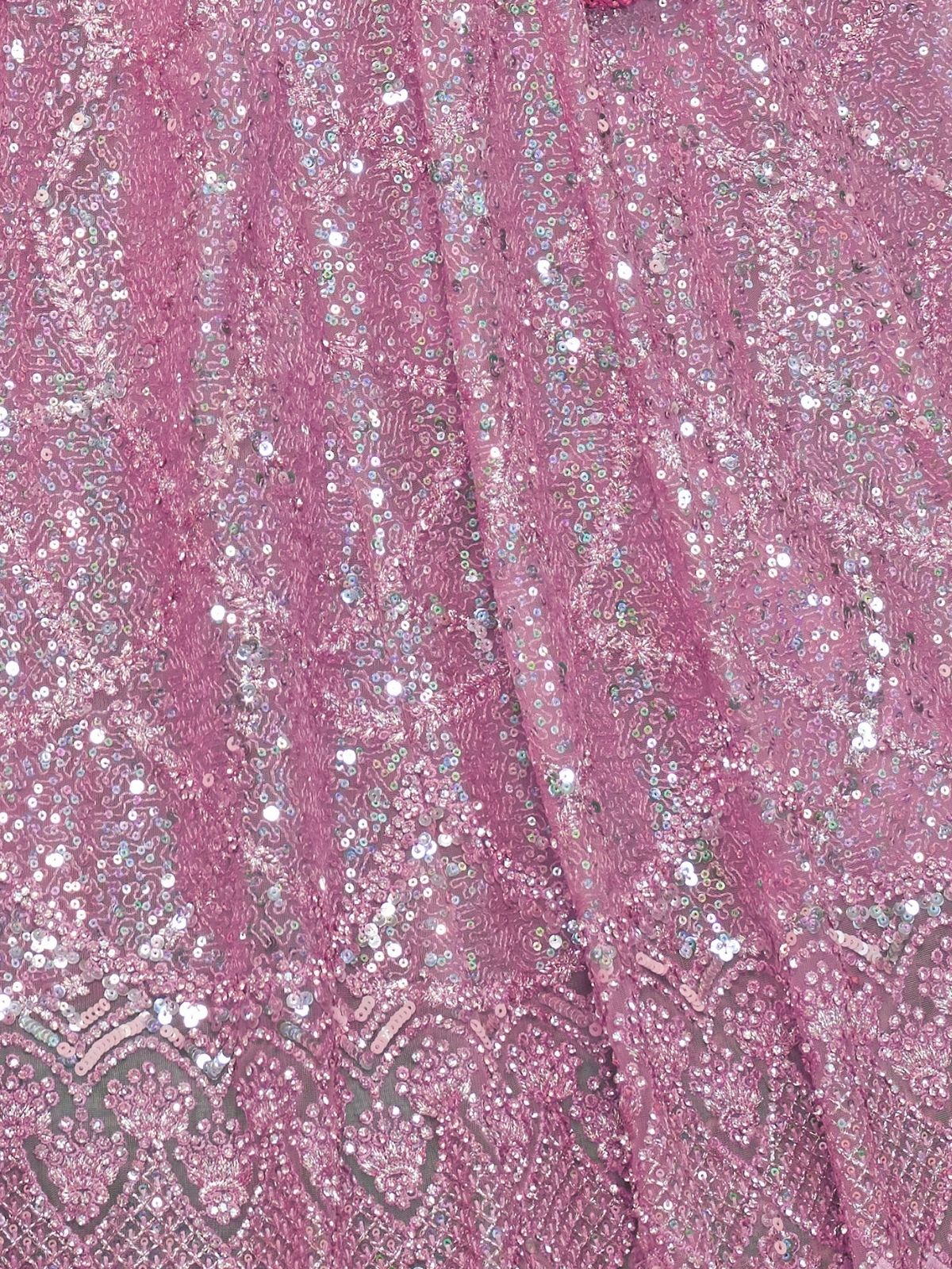 Odette Pink Soft Net Embellished Semi-Stitched Lehenga With Unstitched Blouse For Women