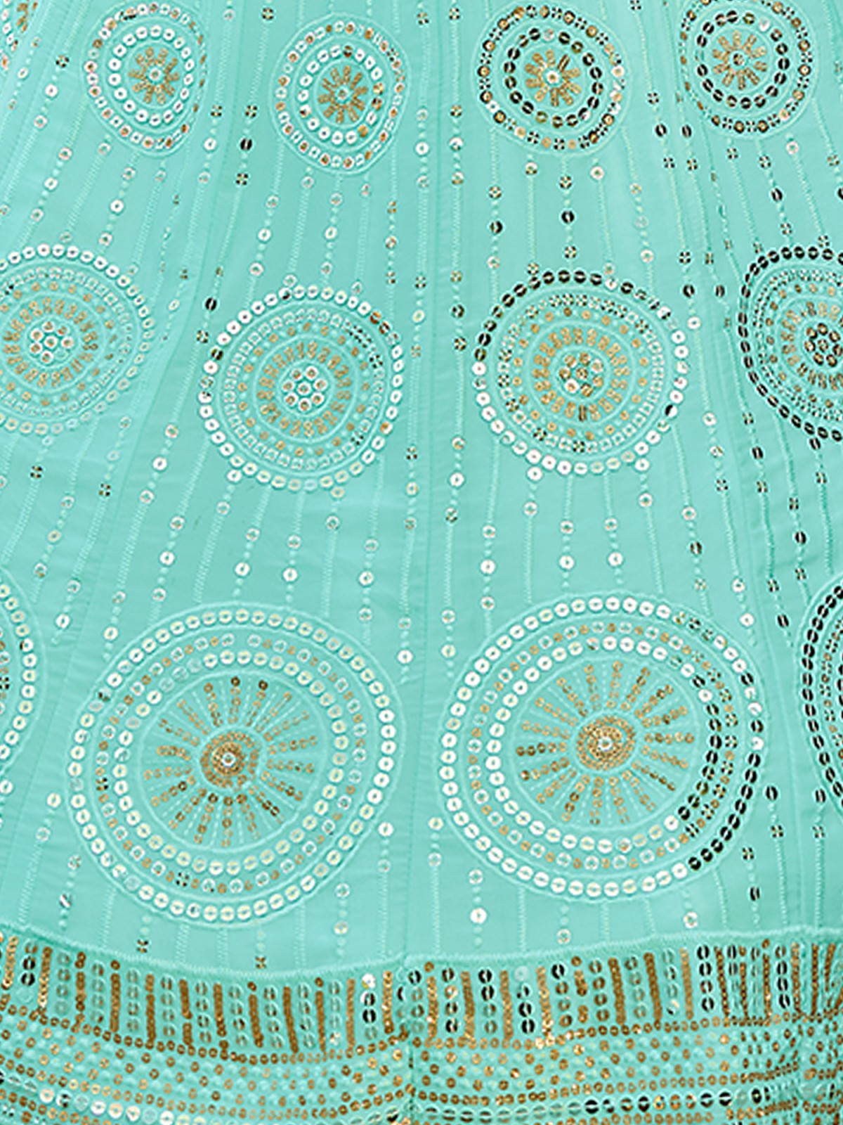 Odette Sea Green Embellished Georgette Semi Stitched Lehenga With Blouse For Women