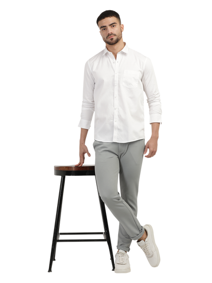 White Linen Blend Solid Shirt