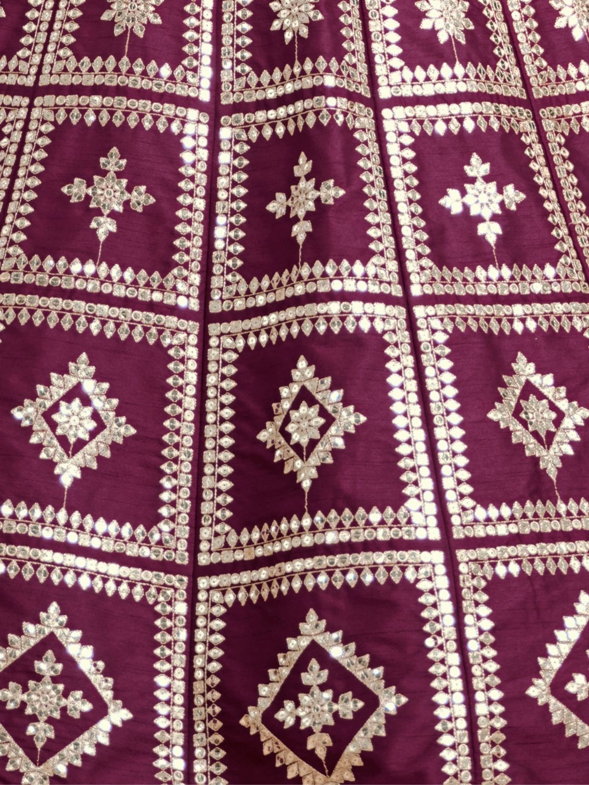 Odette Wine Art Silk Embellished Semi-Stitched lehenga For Women