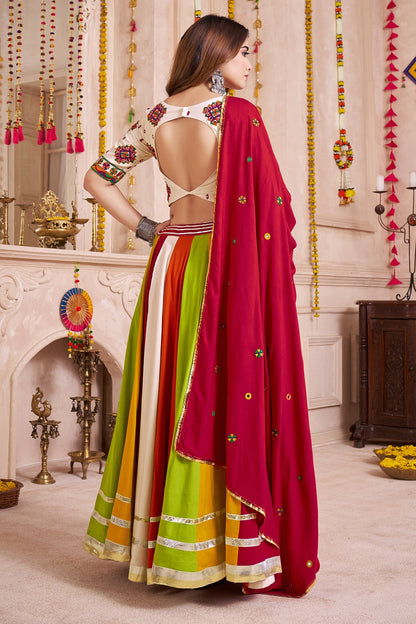Multi Colored Viscose Cotton Flared Chaniya Choli