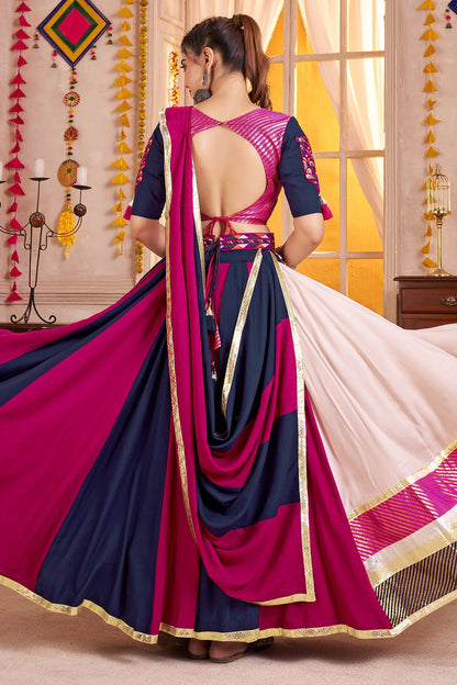 Multi Colored Viscose Cotton Chaniya Choli with Kachchi Work Dupatta