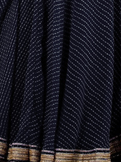 Odette Black Georgette Printed Semi Stitched Lehenga With Unstitched Blouse For Women