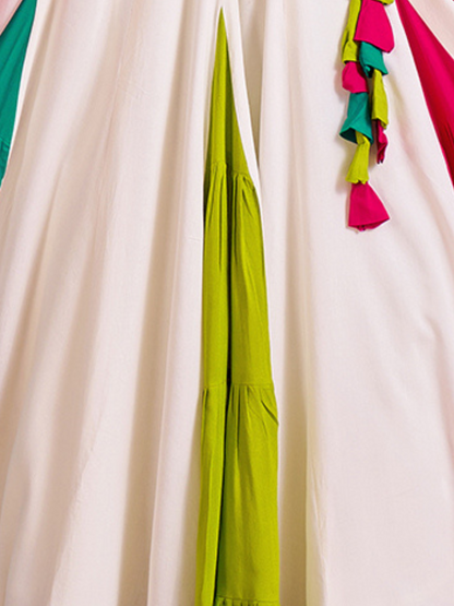 Odette Multicolor Viscose Cotton Embroidered Semi-Stitched Lehenga Choli For Women