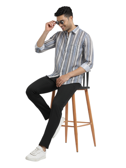 Blue Stripes Semi Casual Shirt