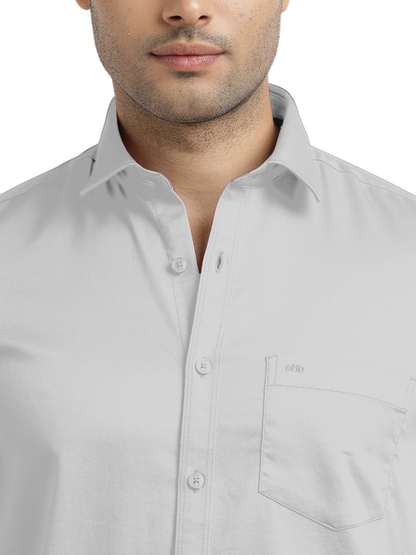 Grey Satin Solid Shirt