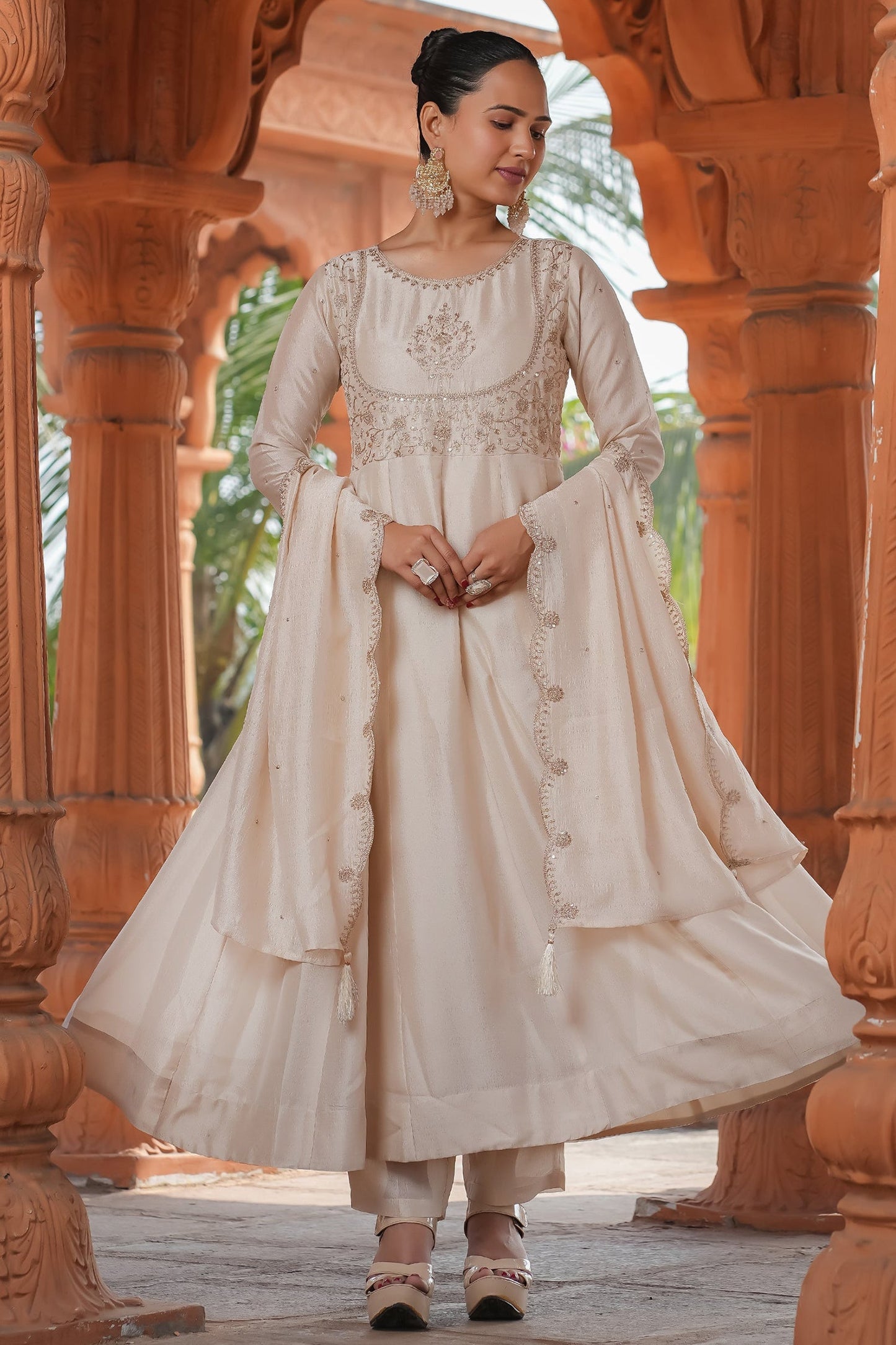 Art Silk Embroidered Anarkali Kurti Set