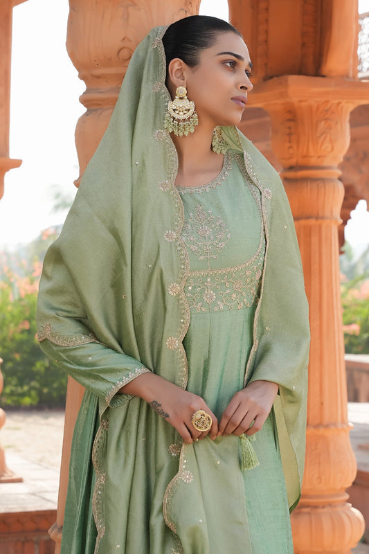 Art Silk Embroidered Anarkali Kurti Set