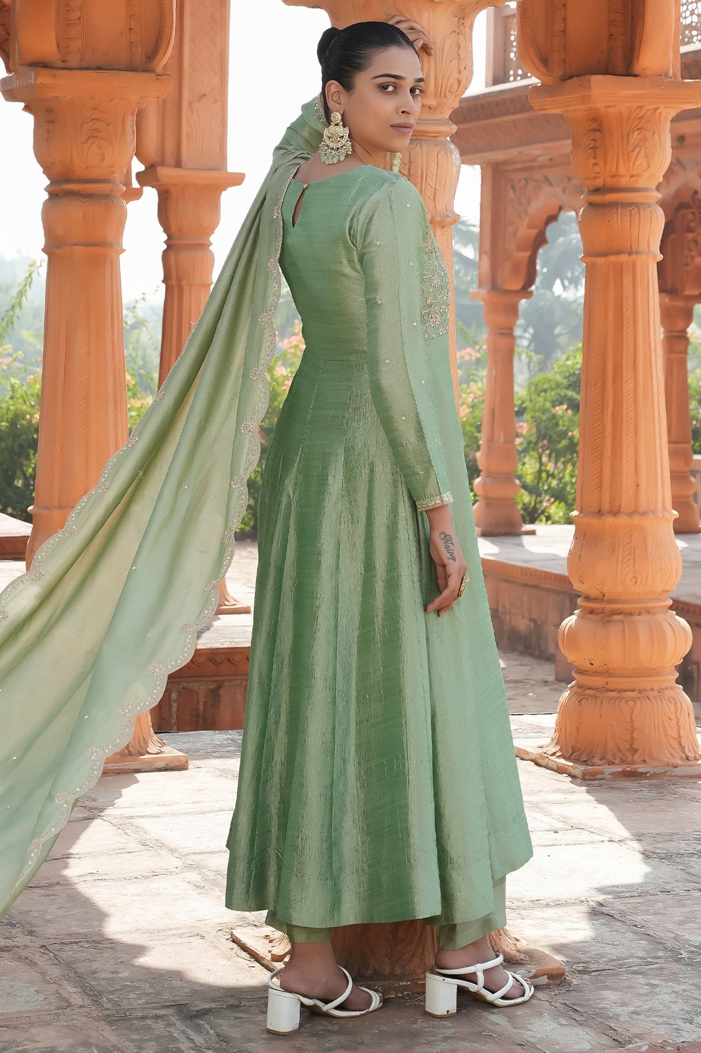 Art Silk Embroidered Anarkali Kurti Set