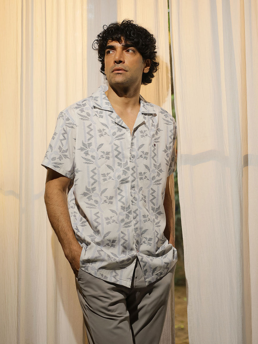 White Printed Casual Shirt