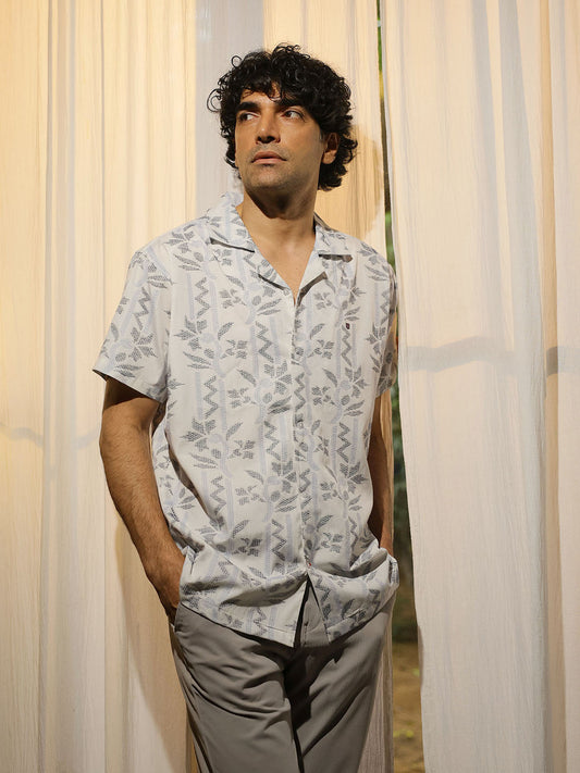 White Printed Casual Shirt