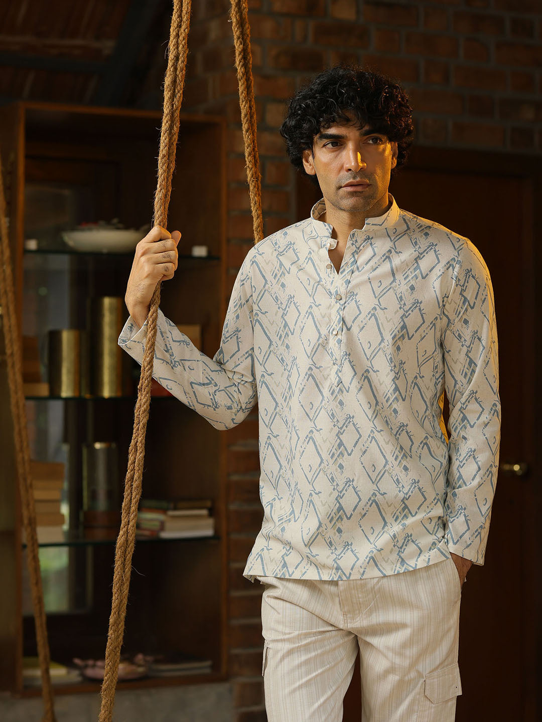 Blue Casual Printed Kurta