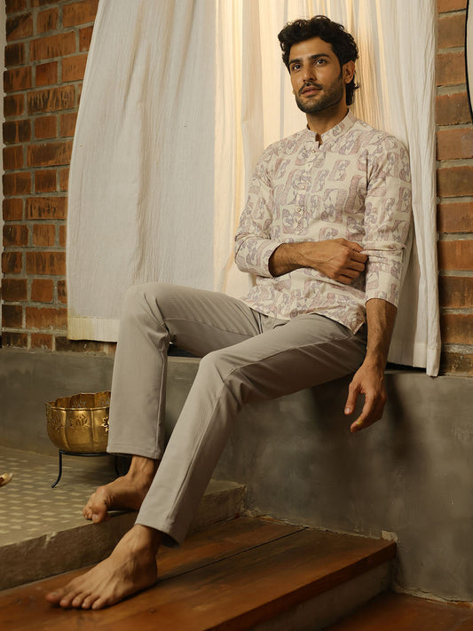 Peach Casual Printed Kurta