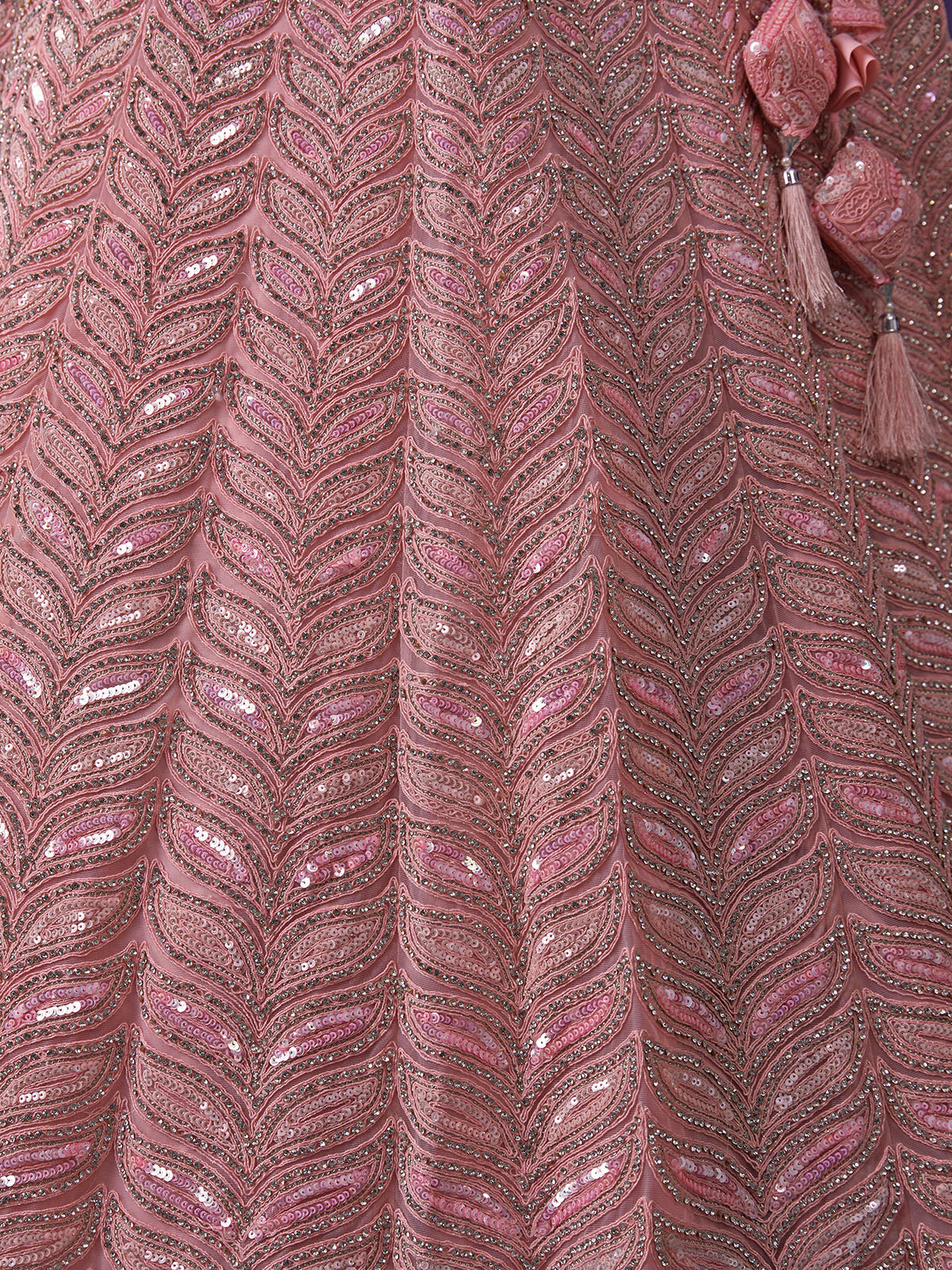 Odette Pink Embellished Soft Net Semi Stitched Lehenga With Blouse For Women