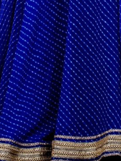 Odette Blue Georgette Printed Semi Stitched Lehenga With Unstitched Blouse For Women