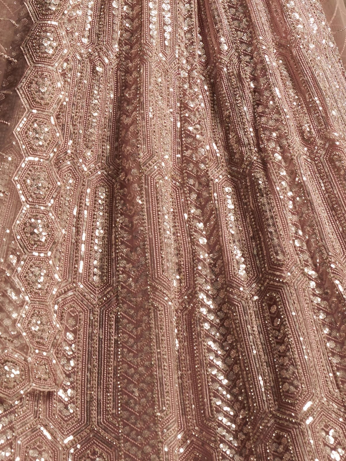 Odette Light Pink Net Embellished Semi-Stitched Lehenga For Women