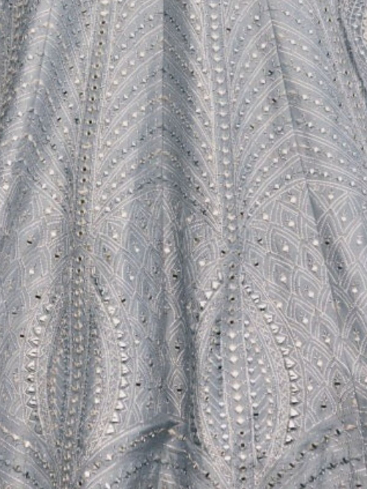 Odette Light Grey Silk Blend Embellished Semi-Stitched Lehenga For Women