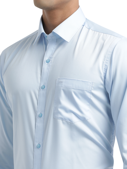 Light Blue Twill Wrinkle Free Solid Shirt