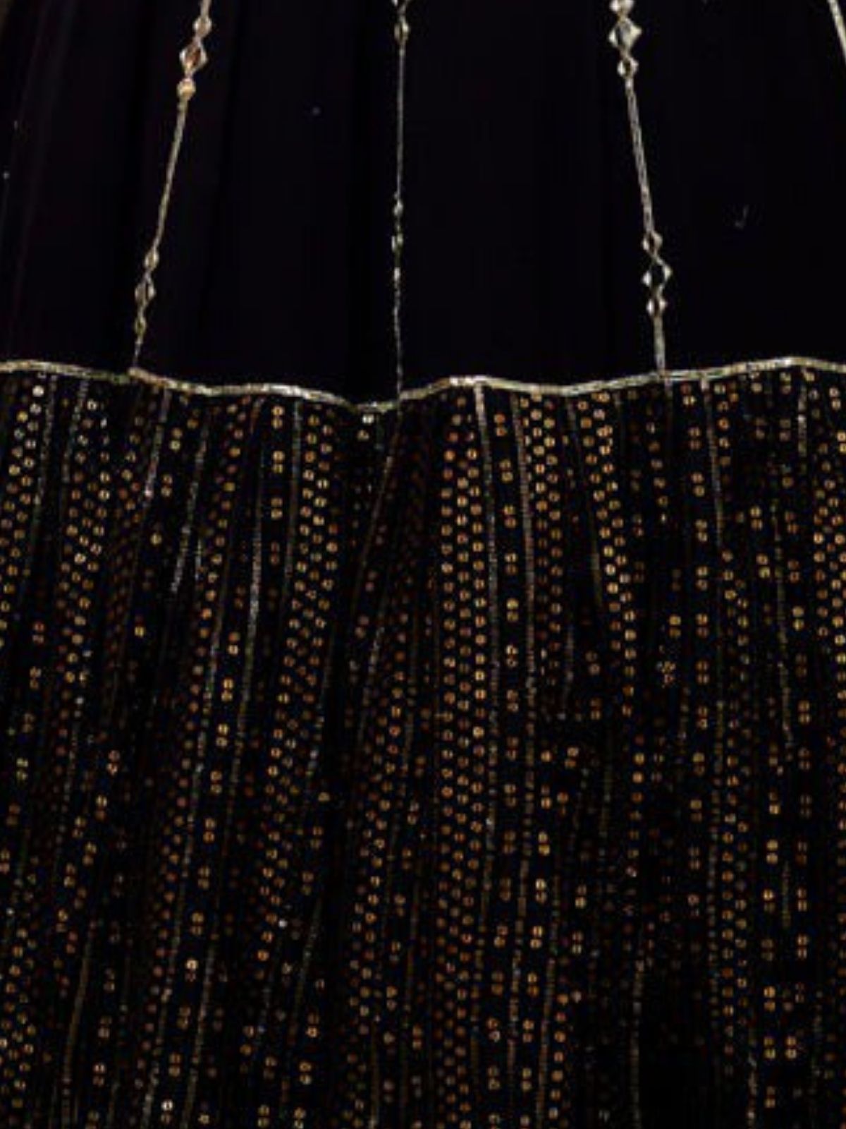 Odette Black Georgette Embellished Semi-Stitched Lehenga For Women