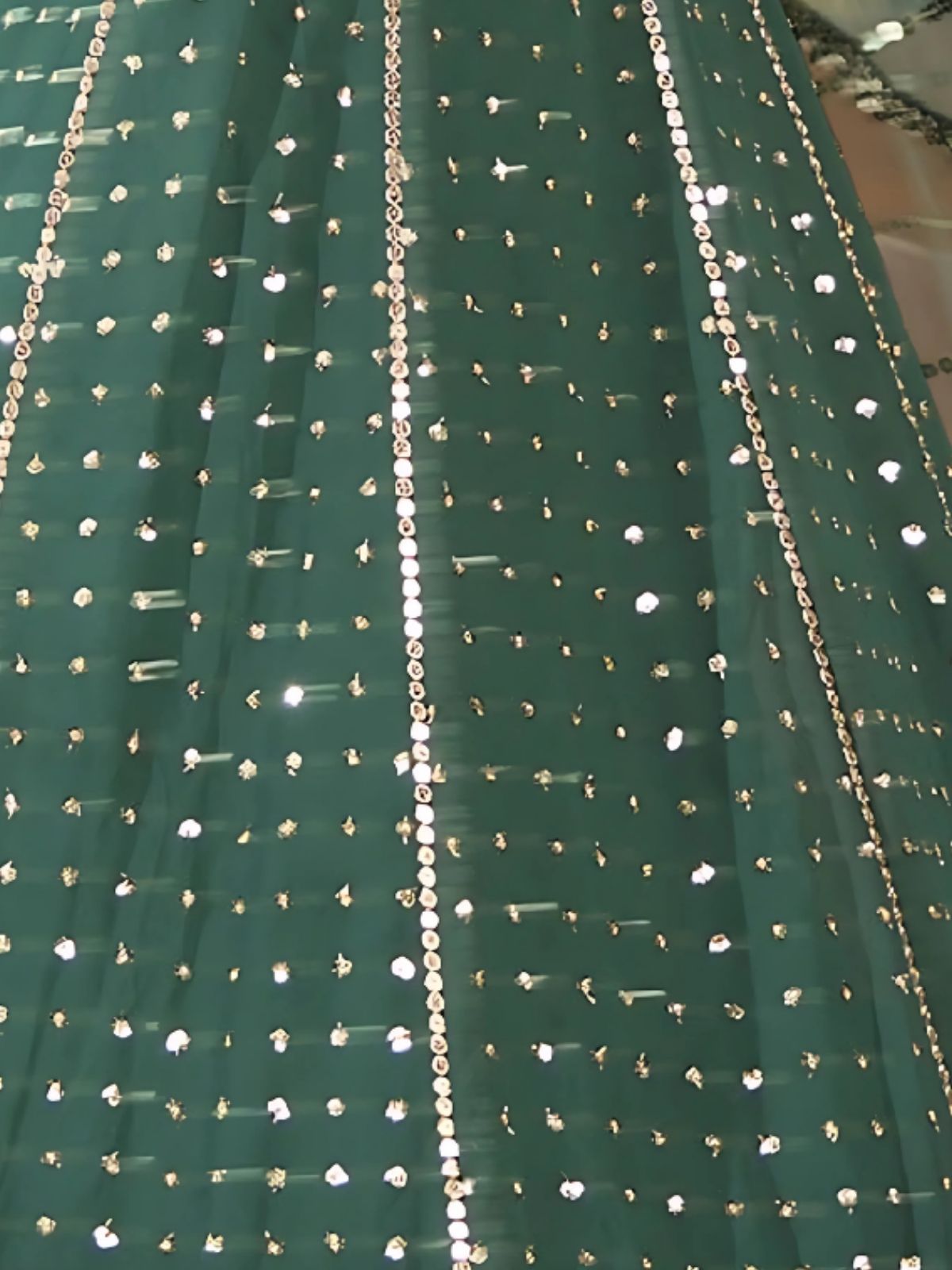 Odette Green Georgette Embellished Semi-Stitched Lehenga For Women