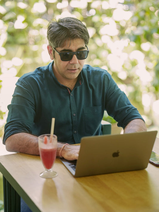 Dark Teal Solid Casual Shirt