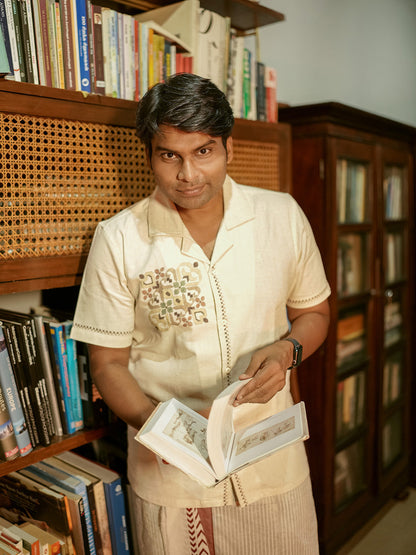 Beige Panel Printed Casual Shirt