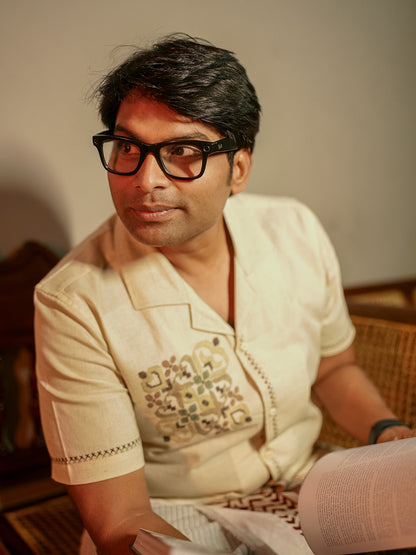 Beige Panel Printed Casual Shirt