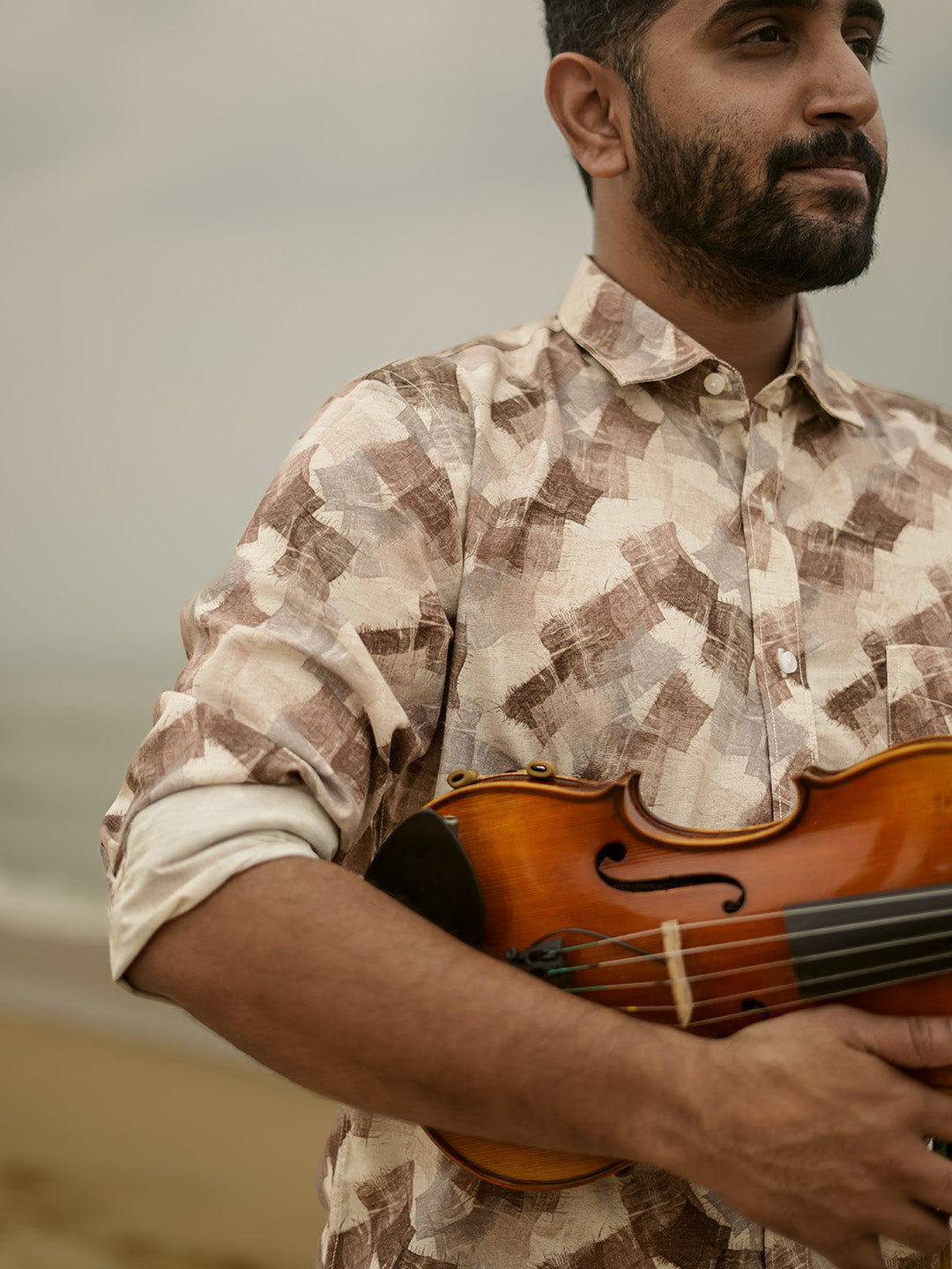 Brown Printed Casual Shirt