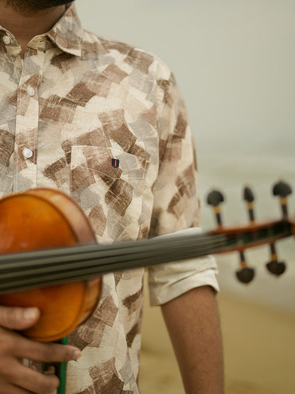Brown Printed Casual Shirt