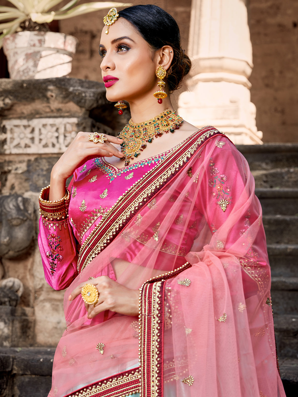 Odette Women Modern Semi Stitched Sea Green Lehenga Choli