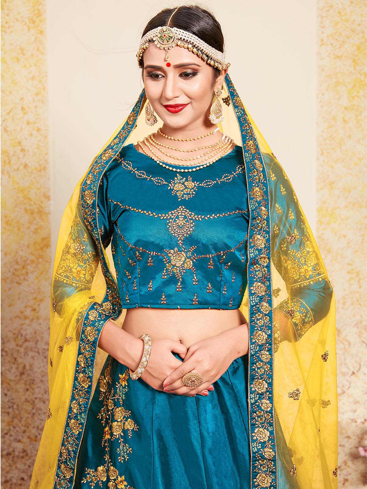 Odette Women Designer Soft Net Semi Stitched Lehenga Choli