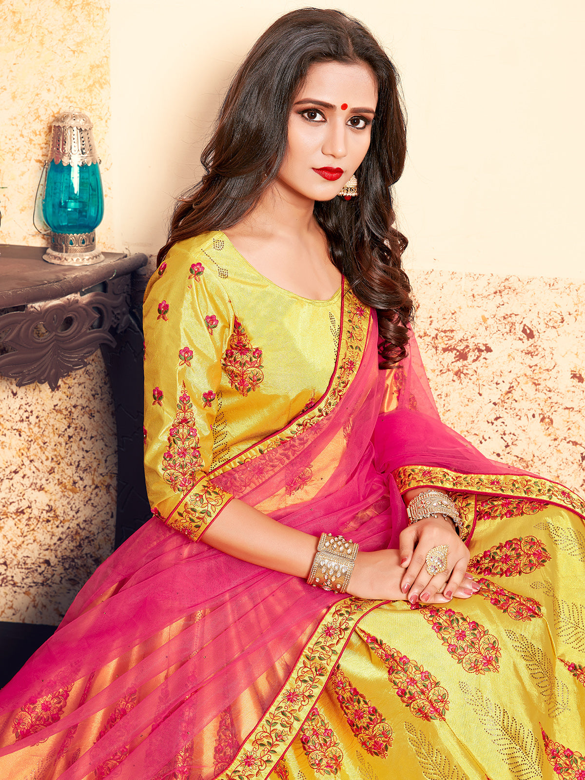 Odette Women Designer Soft Net Semi Stitched Lehenga Choli