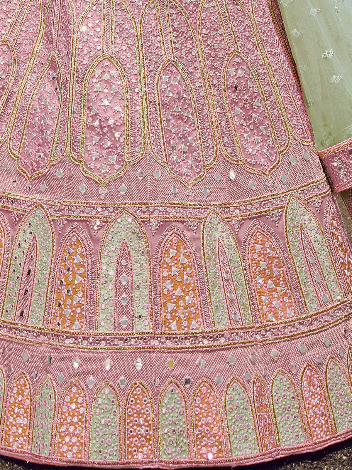 Odette Women Light Purple Georgette Semi Stitched Lehenga With Unstitched Blouse