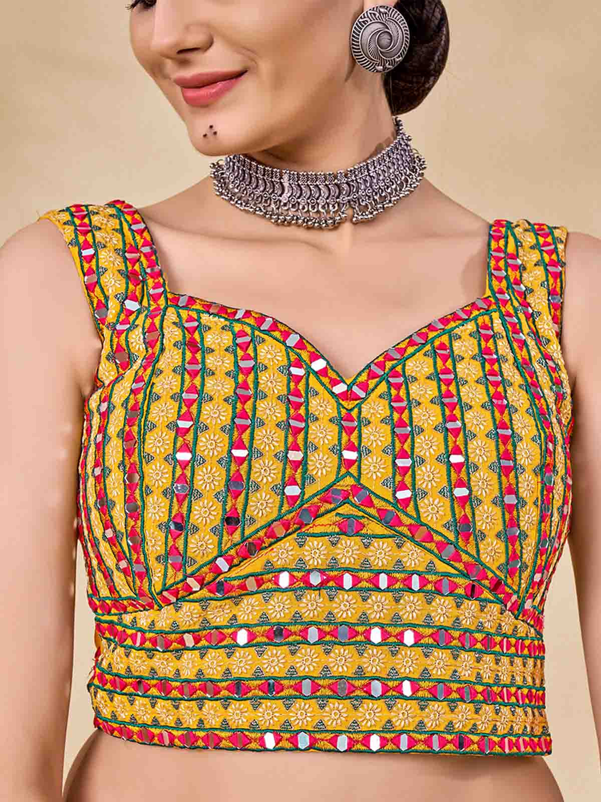 Odette Women Maroon Embroidered Semi Stitched Lehenga With Unstitched Blouse