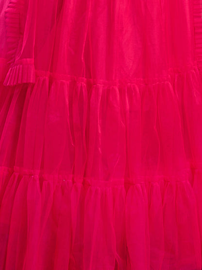 Odette Women Pink Soft Net Solid Semi Stitched Lehenga Choli