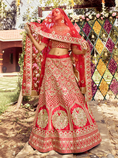 Odette Women Designer Organza Soft Net Semi Stitched Lehenga Choli