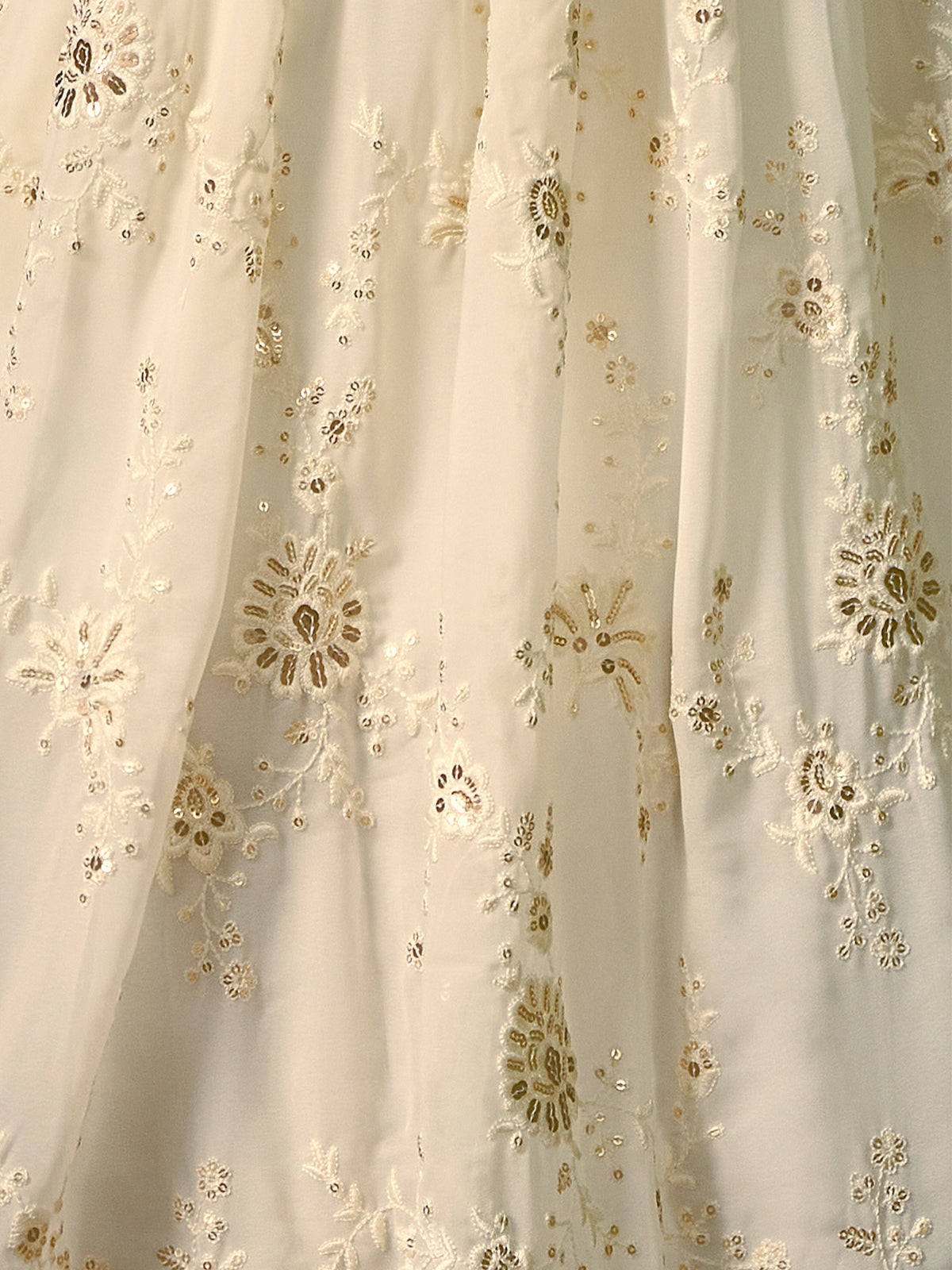 Odette Women Beige Embroidered Semi Stitched Lehenga With Unstitched Blouse