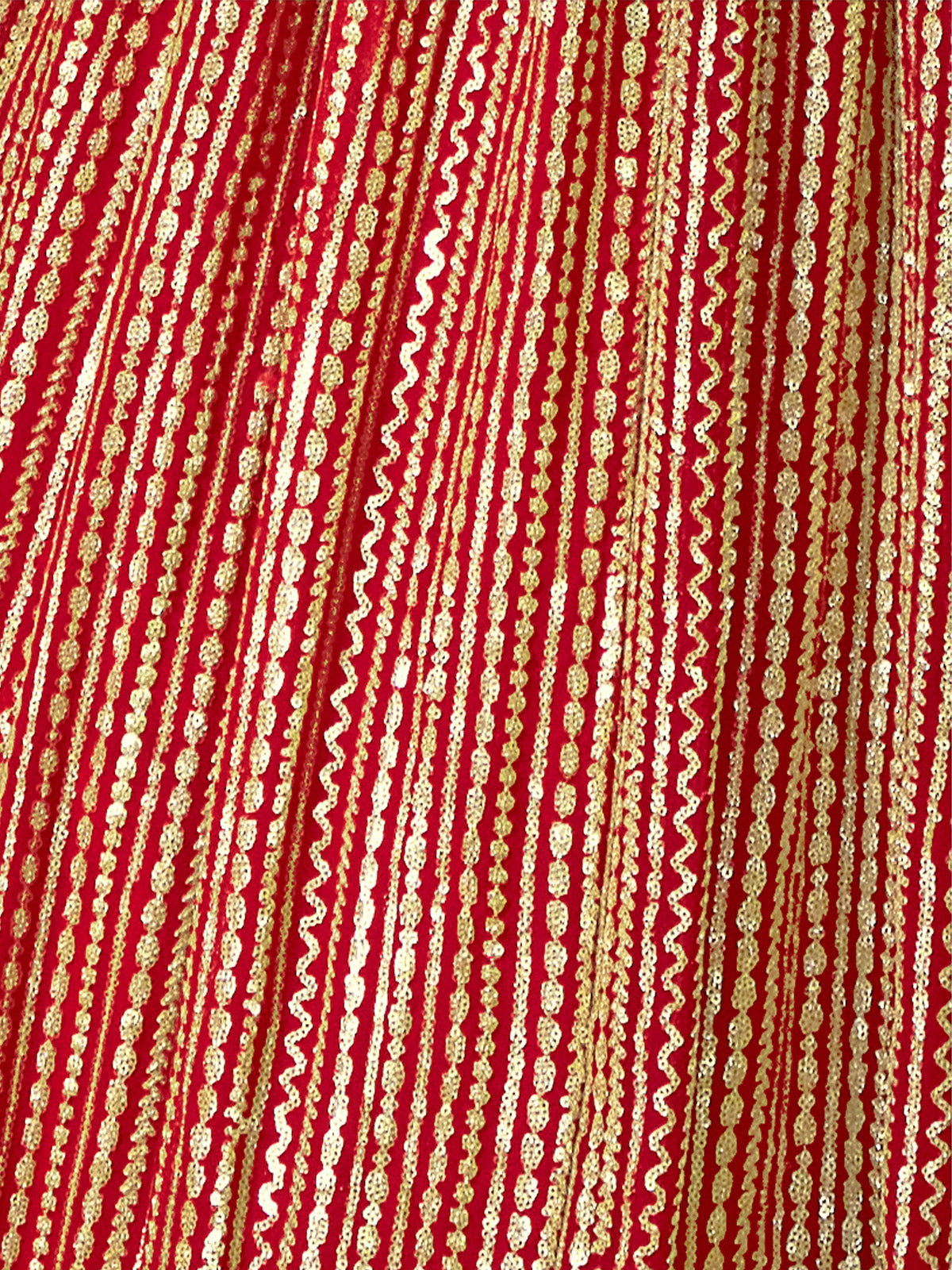 Odette Women Red Embroidered Semi Stitched Lehenga With Unstitched Blouse