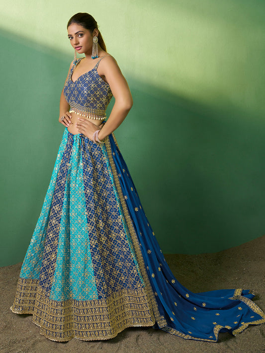 Odette Women Embroidered Semi Stitched Lehenga With Unstitched Blouse