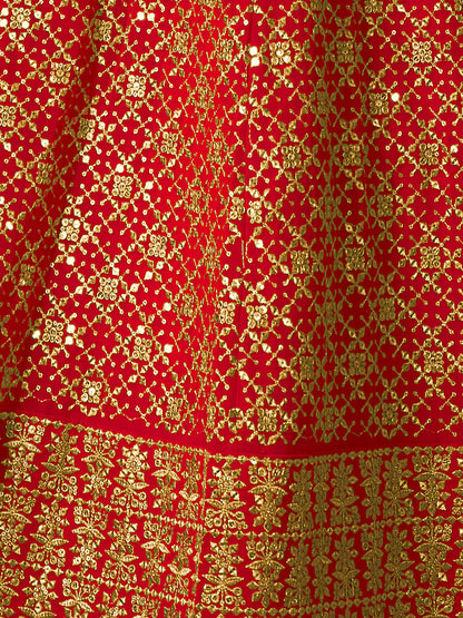 Odette Women Embroidered Semi Stitched Lehenga With Unstitched Blouse