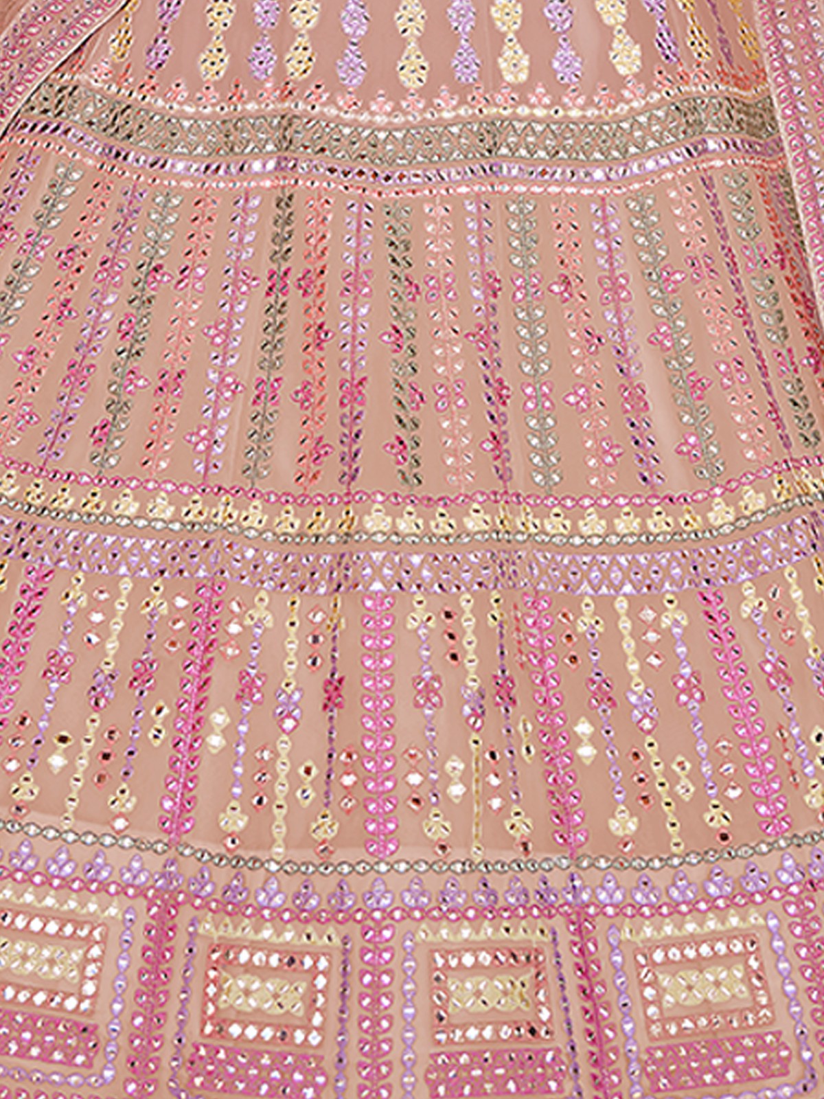 Odette Women Pink Thread, Gota Semi Stitched Lehenga With Unstitched Blouse