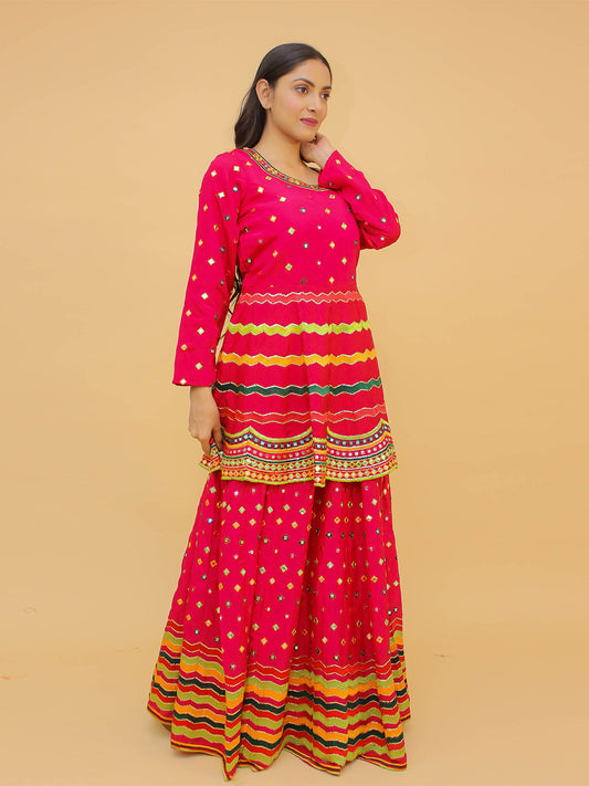 Odette Pink Embroidered Art Silk Stitched Lehenga With Blouse For Women